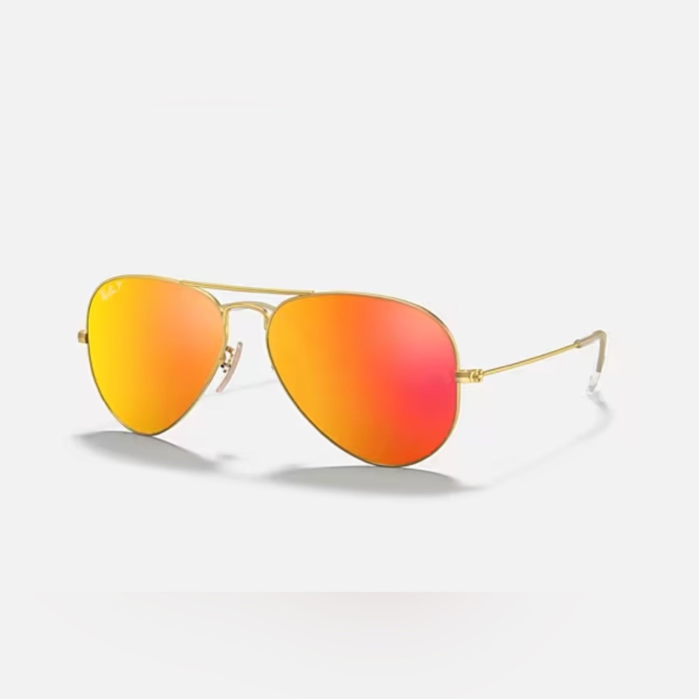 Brand new in box Ray Ban aviator sunglasses orange lens xl 137